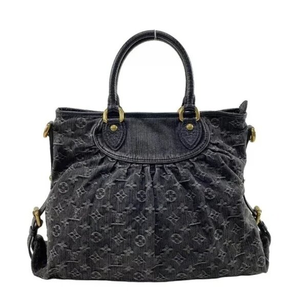 100% Authentic LOUIS VUITTON Neo Cabby GM Noir (Black) Monogram Denim 916-11924 - Picture 1 of 14